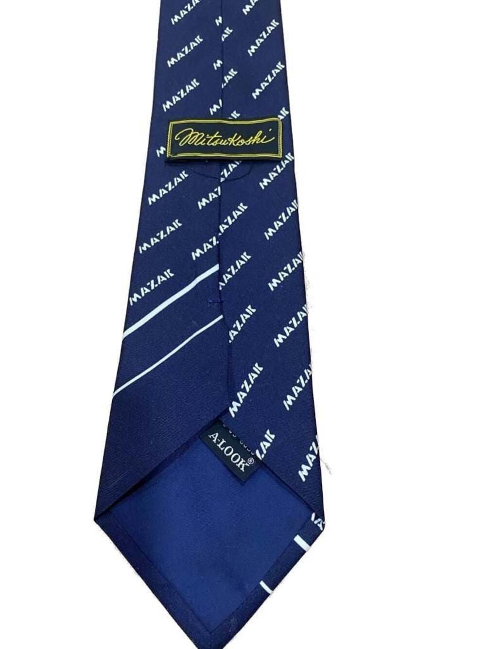 Mitsukoshi Mazak Logo Promotional Silk Necktie Navy Blue